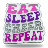 EAT SLEEP CHEER REPEAT Enamel Cheer Pin
