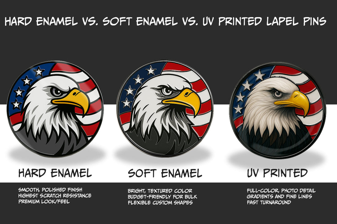 What’s the Difference Between Hard Enamel, Soft Enamel, and UV Printed Lapel Pins? | Bella Forge
