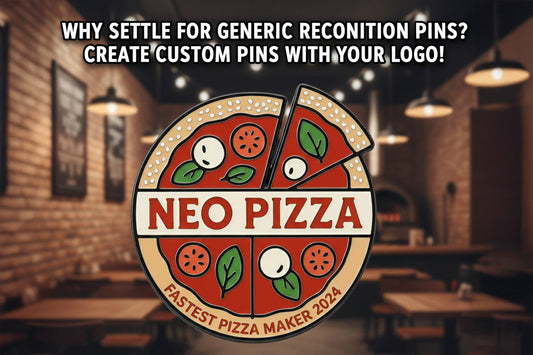 Custom recognition pins with company logo for employee awards and service milestones by Bella Forge