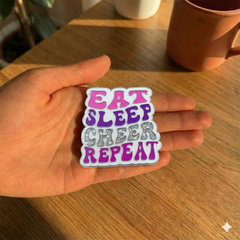 EAT SLEEP CHEER REPEAT Enamel Cheer Pin